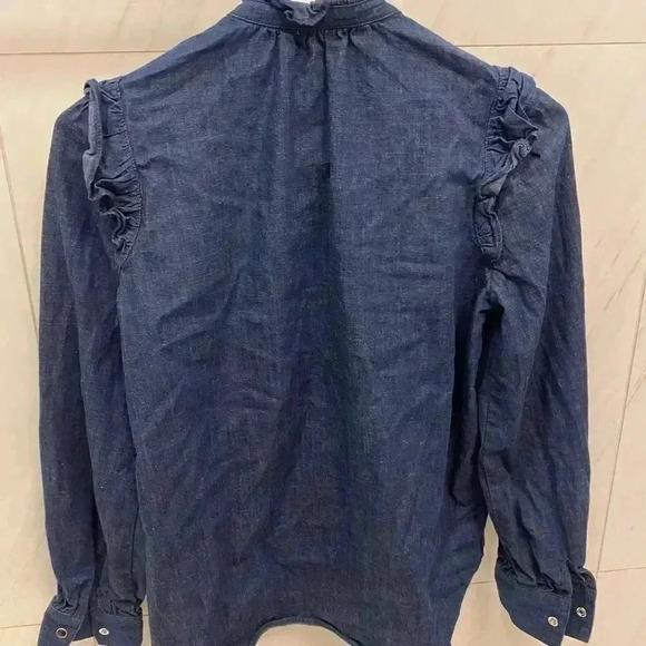 Kate Spade Chambray Ruffle Shirt - Picture 4 of 5